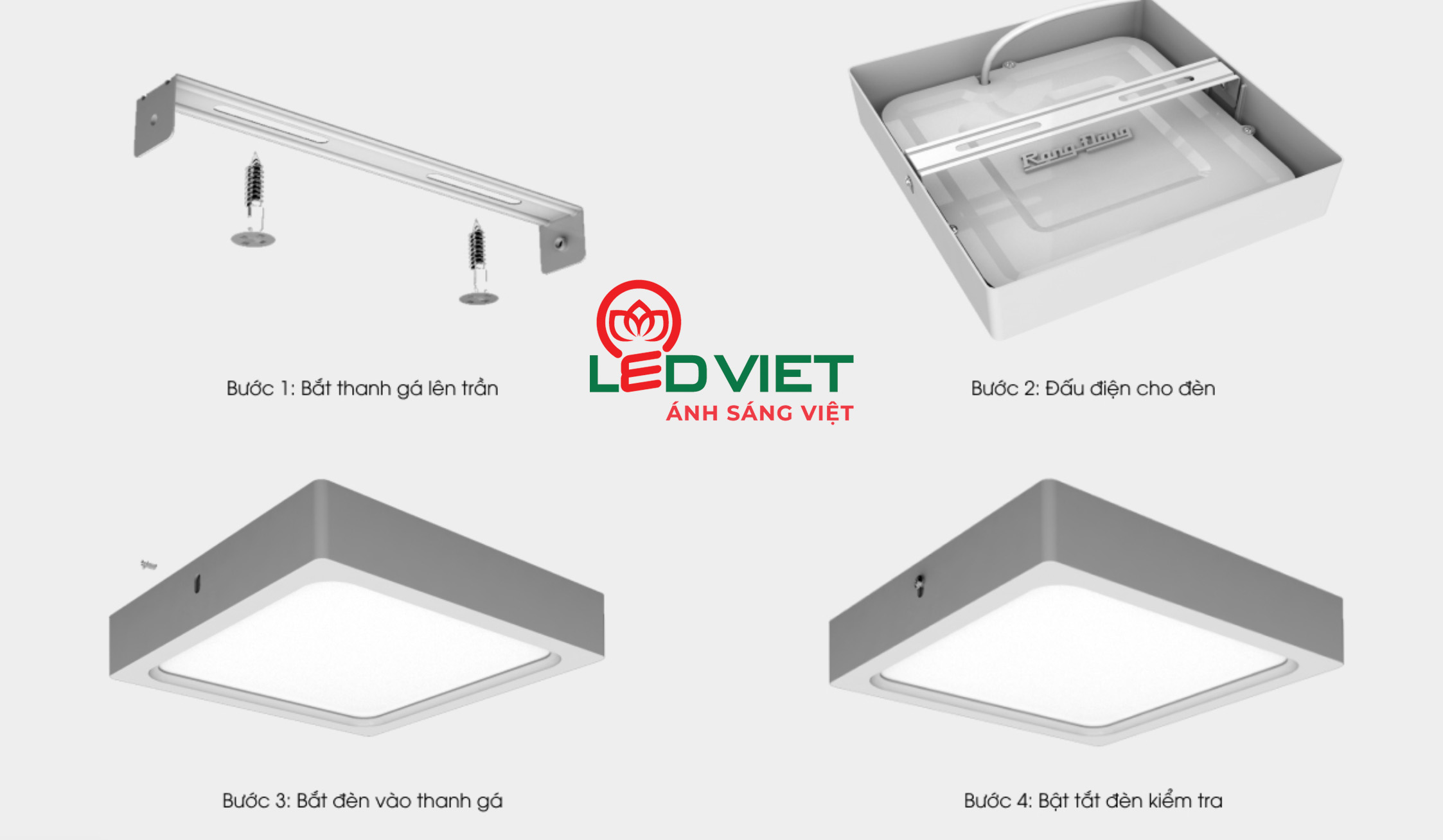 Lắp đặt đèn LED Ốp Trần Rạng Đông LN08 170x170/12W