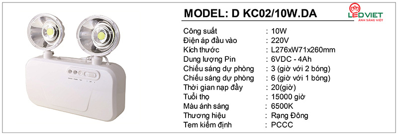 Đèn sự cố khẩn cấp rạng đông D KC02/10W (PCCC) 