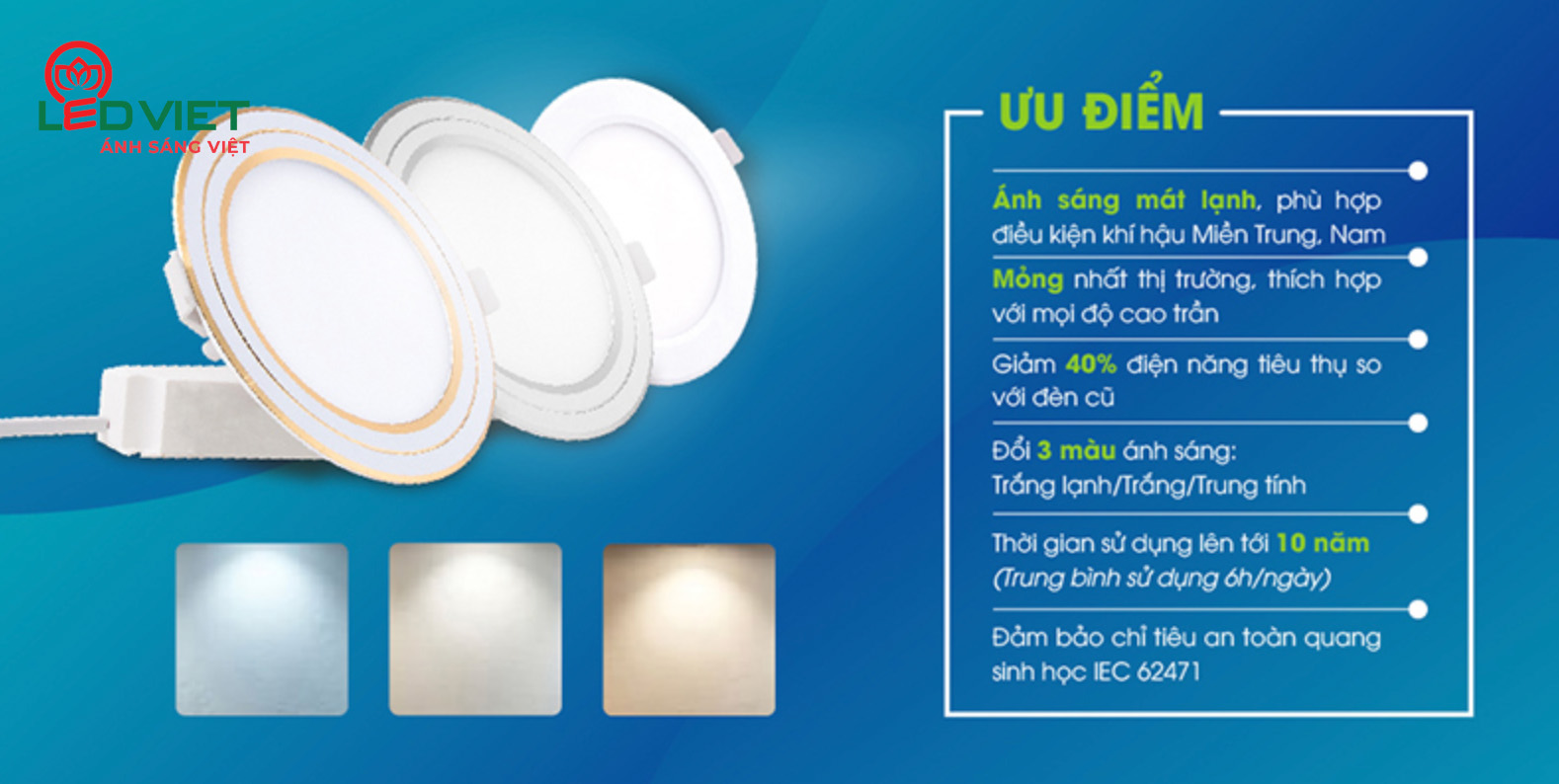 Đèn Led âm trần Rạng Đông chất lượng