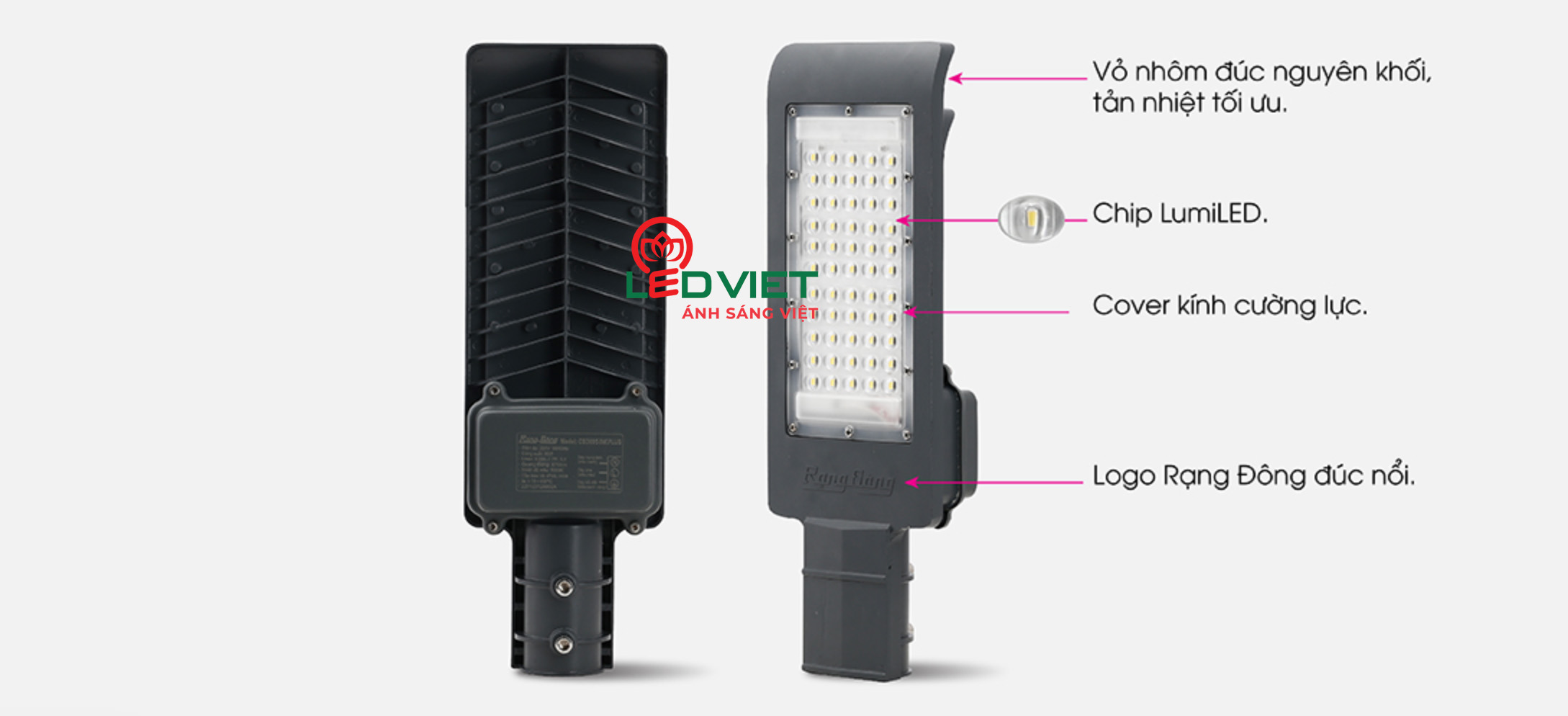 Cấu tạo đèn Led chiếu sáng đường CSD09 30W.PLUS