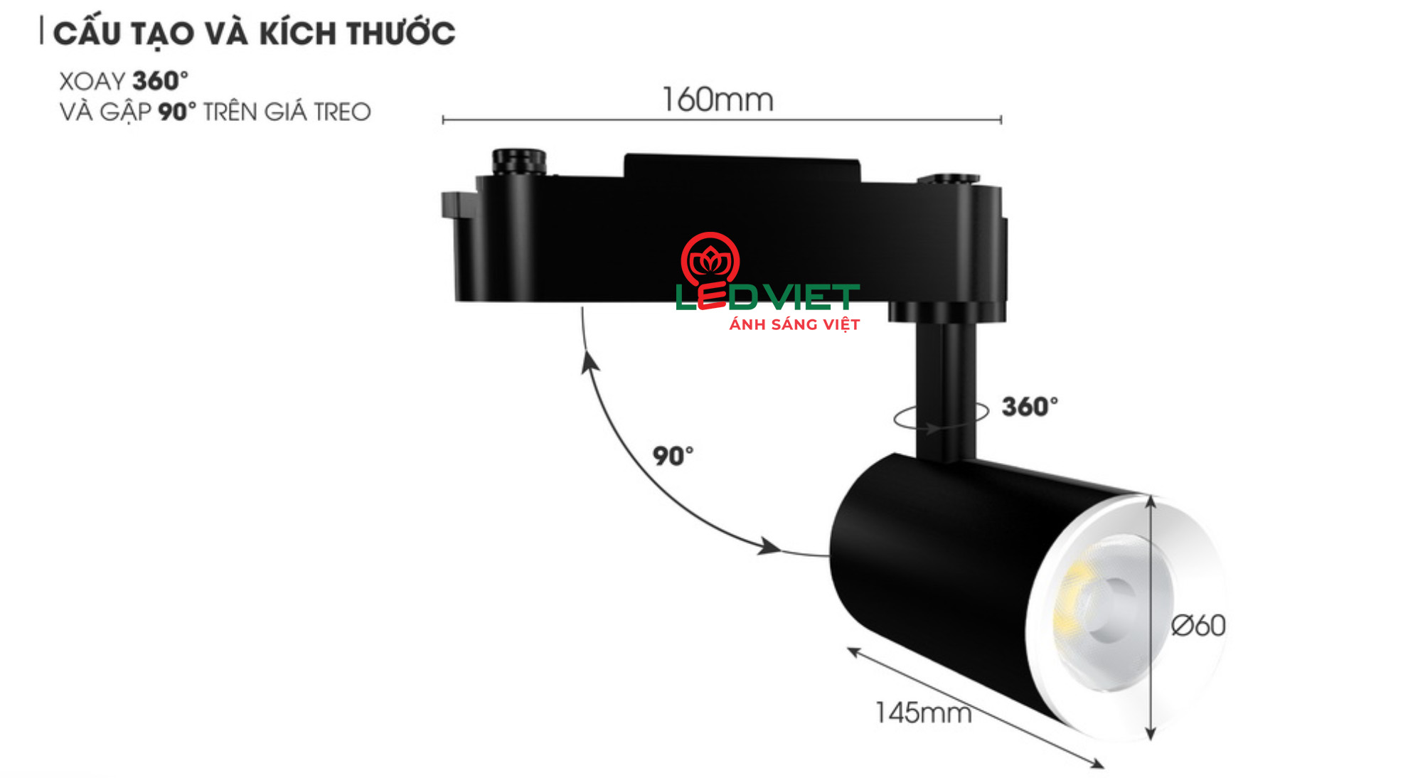 Thông số đèn Led rọi ray Rạng Đông TRL05 15W