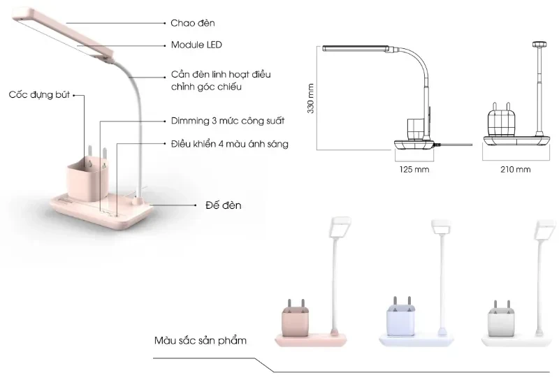 Cấu tạo đèn bàn học